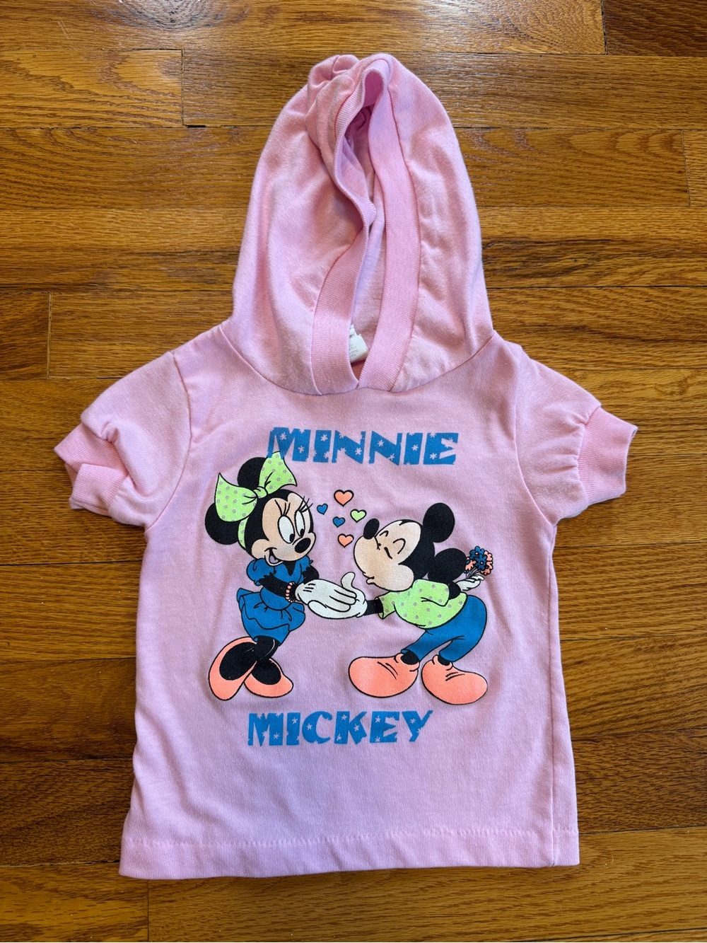 Disney Mickey & Minnie Vintage 80s 90s Short Sleeve Hooded Toddler 24 M T Shirt